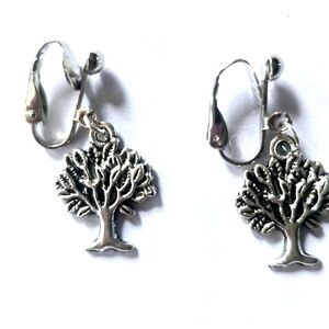 DESIGNER ORIGINAL TREE OF LIFE TITANIUM CHARM FOREVER WEAR CLIP COMFORT EARRINGS